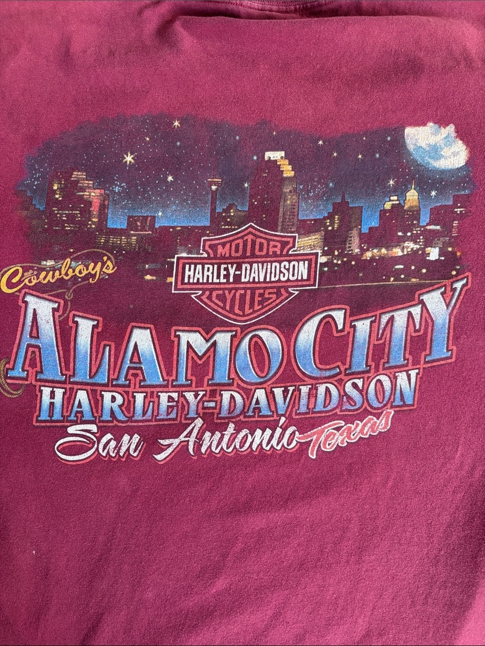Vintage Harley-Davidson Burgundy Alamo City Graphic Tee